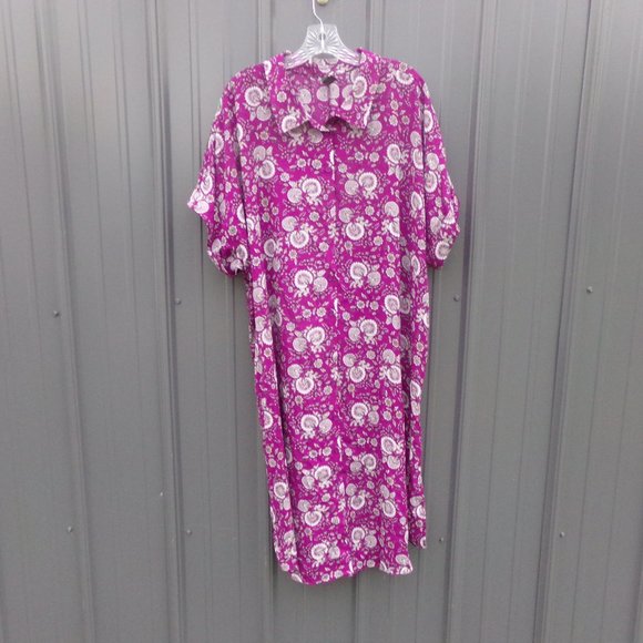 Lane Bryant Purple Praisley Short Sleeve Button Down Dress- Size 22/24 - Picture 1 of 3